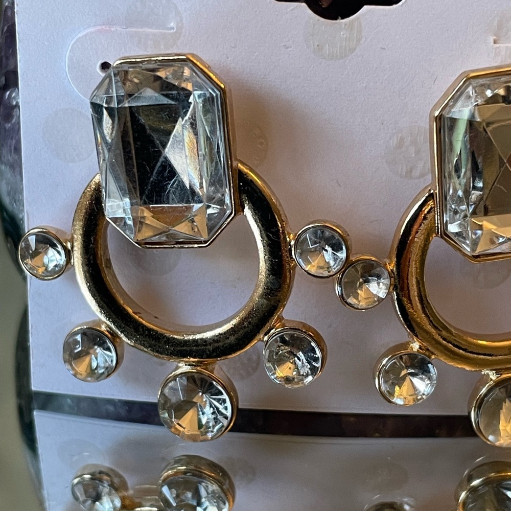 Isaac Mizrahi Gold and Silver Geometric Earrings whimsical goth - Picture 2 of 3